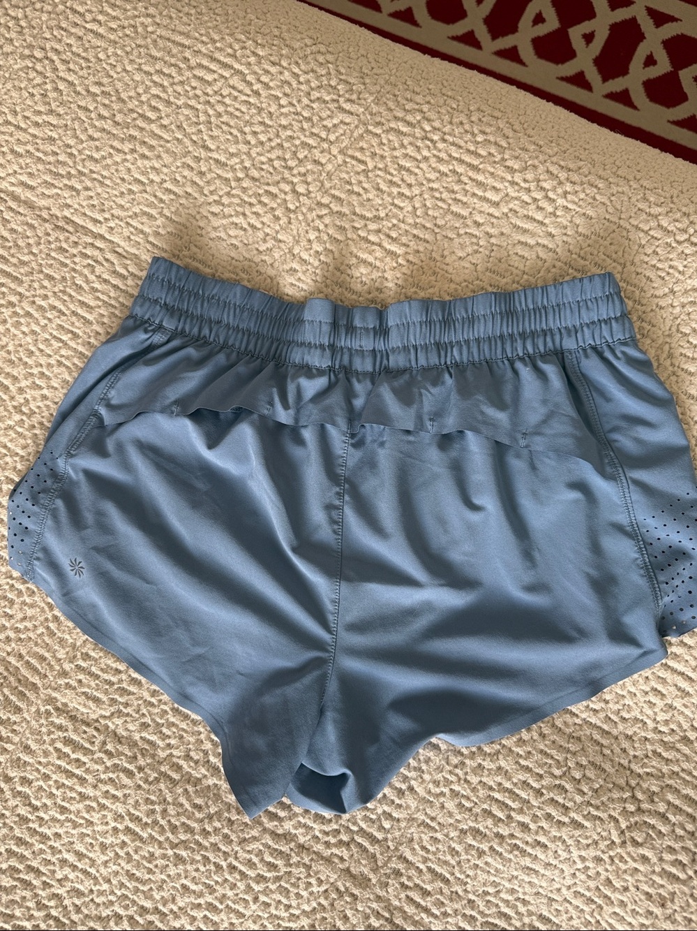 Athleta Light Blue Ruffle-Waist Athletic Shorts